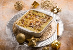 lasagne over christmas table