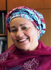 Amina Jane Mohammed-1961--est actuellement secrétaire générale des Nations Unies et anciennement ministre de l'environnement.